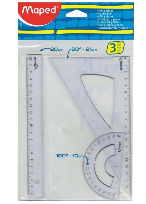 SET DE GEOMETRIA DE 20 CM MAPED 3 PIEZAS