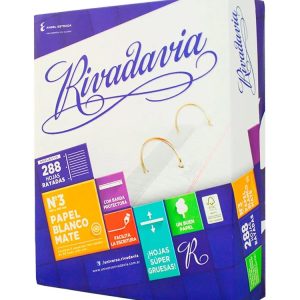 REPUESTO RIVADAVIA x 300 HOJAS C-BANDA RAYADO Y CUADRICULADO