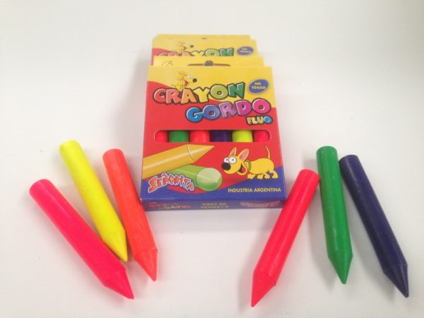 CRAYON STA GORDO FLUO X 6 UNID.(GRUESOS)