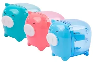SACAPUNTAS PLASTICO CERDITO - 6 COLORES