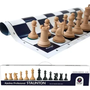 Ajedrez Profesional Staunton c/Tablero Vinilico Enrollable 50x50cm Estuche Carry ON- 165