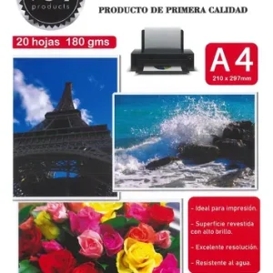 papel fotografico A4 180g x 20 hojas