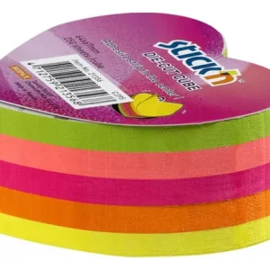 NOTAS ADH. 64 X 67 MM NEON CORAZ?N X 250 HOJAS - ADH. EN EL CENTRO.