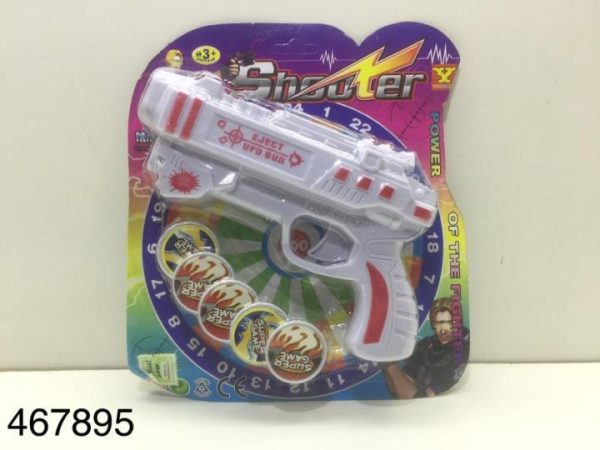 PESTOLA LANZA DISCO EN BLISTER