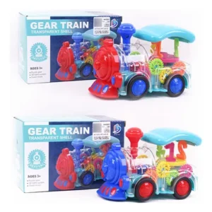 LOCOMOTORA ENGRANAJES TRANSPARENTE LUCES 3D- MUSICAL CAJA