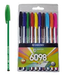 BOLÍGRAFO SET X 10 COLORES PUNTA MEDIA  SABONIS