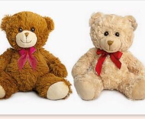 OSO BEIGE, ROSA Y BLANCO C/MOÑOS COLORES 23 CM