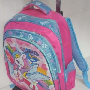 MOCHILA ESCOLAR CARRITO (RUEDAS C/LUZ) UNICCORNIO