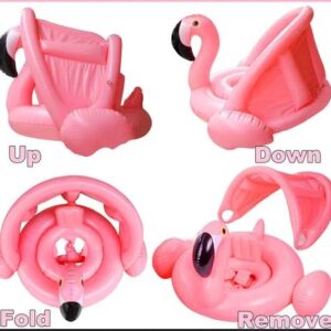 FLAMENCO INFLABLE SALVAVIDAS CON TECHO Y BOMBACHA DE PIES