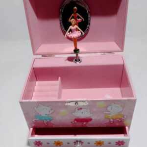 CAJA MUSICAL CON 2 CAJONES GATITAS 16 CM