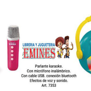 "PARLANTE KARAOKE CON MICRÓFONO INALÁMBRICO CON CABLE USB MEDIDAS PACKAGING 18,5 X 23,5 X 10 CM"