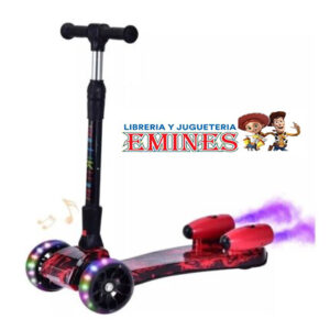 "MONOPATÍN PLEGABLE TIRA HUMO CON MUSICA Y RUEDAS CON LUZ SOPORTA 80 KG"