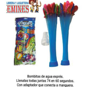 "BOMBITAS DE AGUA EXPRÉS. LLÉNALAS TODAS JUNTAS, 74 EN 60 SEGUNDOS. CON ADAPTADOR QUE CONECTA A MANGUERA MEDIDAS PACKAGING 31 X 14 X 3 CM"