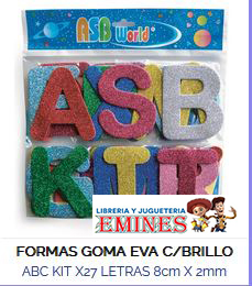 GOMA EVA ABC KIT X27 C/BRILLO 8cm.X2mm