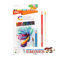 LAPICES ACUARELABLES COLOR EMOTION ESTUCHE X 12 - PINCEL INCLUIDO  DELI
