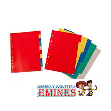 SEPARADORES A4COLOR PLASTICA  X  10 INDICE